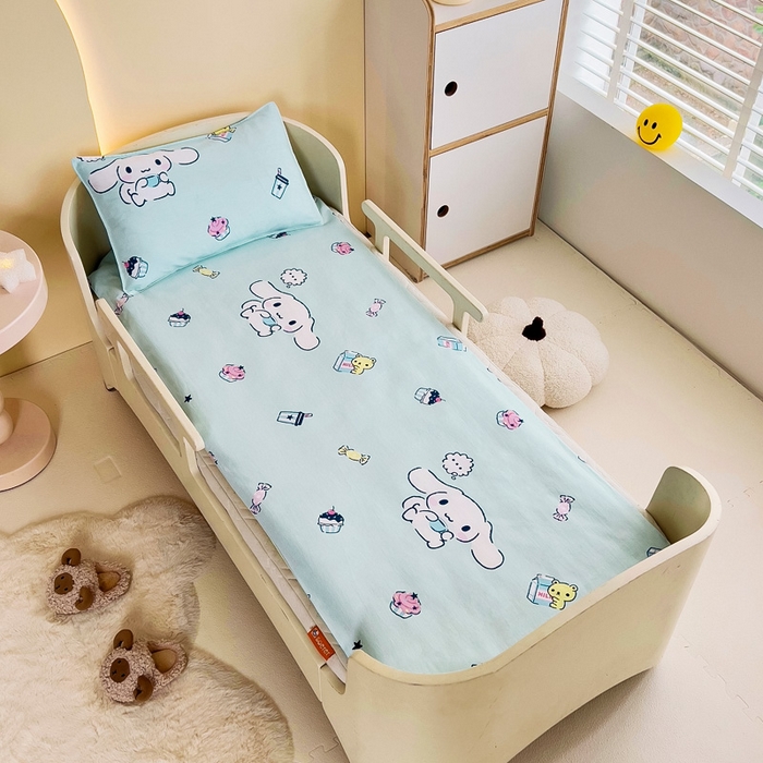 91家纺网 家纺一手货源 找家纺 吉咪兔 2025新款正版三丽鸥库洛米美乐蒂幼儿园被子三件套纯棉被褥六件套午睡牛奶玉桂狗