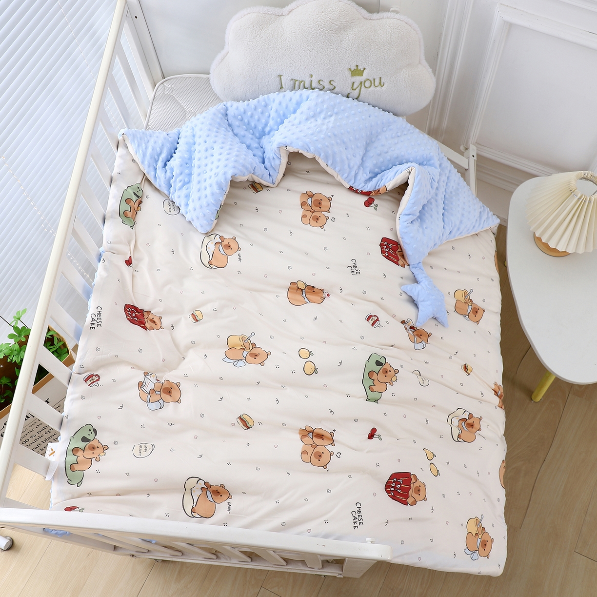 肖恩毯业 2025秋冬小海星款针织棉宝宝绒豆豆被 卡皮巴拉