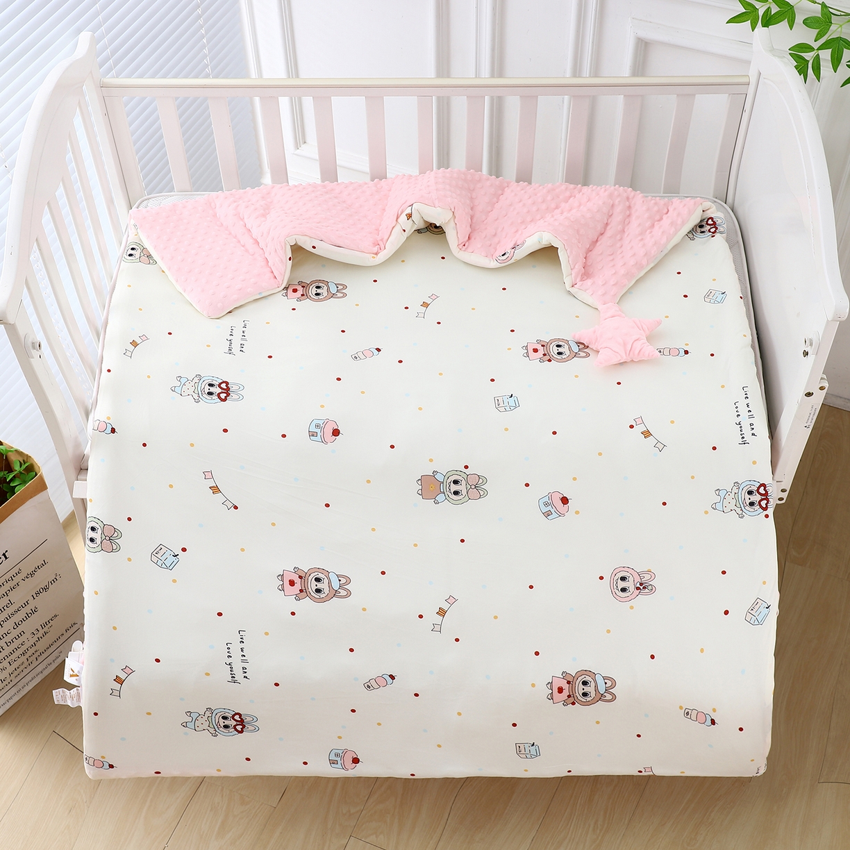 91家纺网 家纺一手货源 找家纺 肖恩毯业 2025秋冬小海星款针织棉宝宝绒豆豆被 拉布布