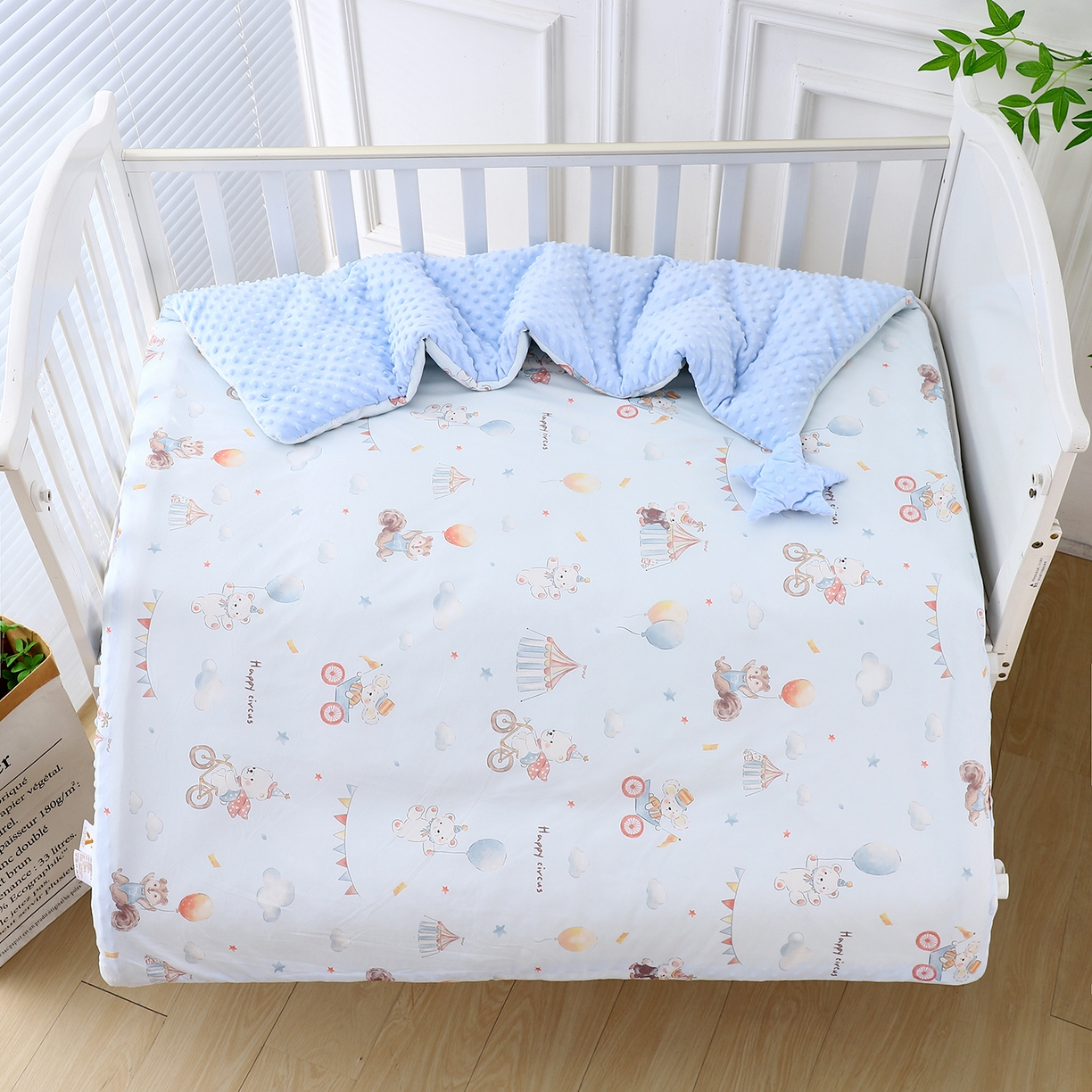 91家纺网 家纺一手货源 找家纺 （总）肖恩毯业 2025秋冬小海星款针织棉宝宝绒豆豆被