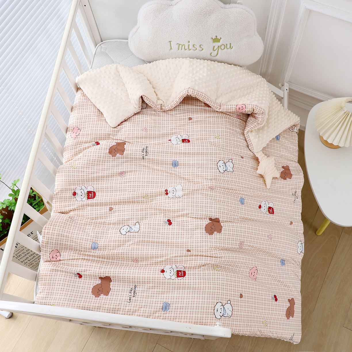 肖恩毯业 2025秋冬小海星款针织棉宝宝绒豆豆被 小狗卷卷