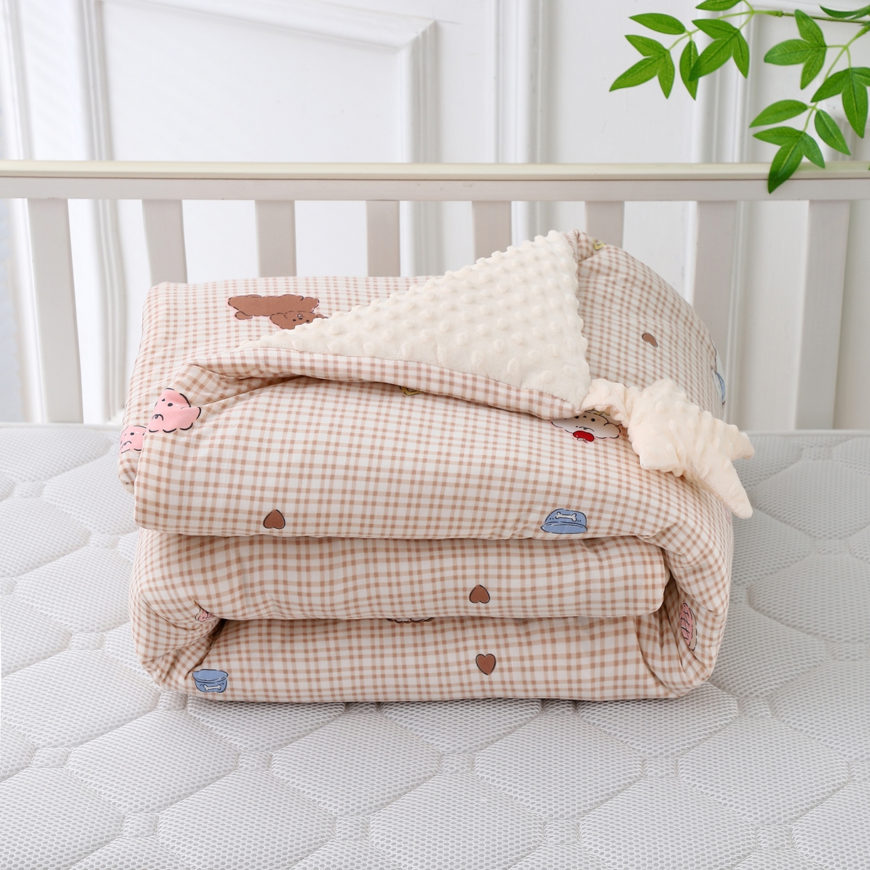 91家纺网 家纺一手货源 找家纺 肖恩毯业 2025秋冬小海星款针织棉宝宝绒豆豆被 小狗卷卷