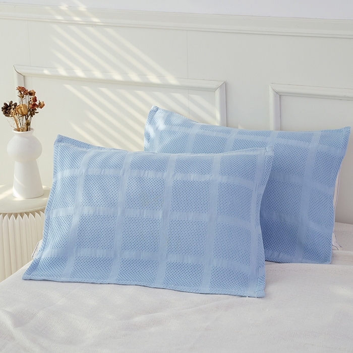 91家纺网 家纺一手货源 找家纺 （总）朴尔家纺-毛巾被2025新款新品全棉质朴方格风立体华夫格透气纱布枕巾