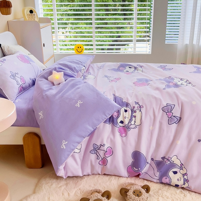 91家纺网 家纺一手货源 找家纺 吉咪兔 2025新款正版三丽鸥库洛米美乐蒂幼儿园被子三件套纯棉被褥六件套午睡气球库洛米