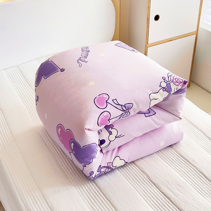 91家纺网 家纺一手货源 找家纺 吉咪兔 2025新款正版三丽鸥库洛米美乐蒂幼儿园被子三件套纯棉被褥六件套午睡气球库洛米