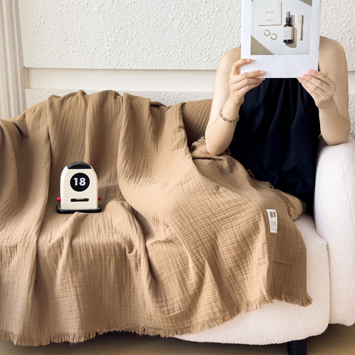 91家纺网 家纺一手货源 找家纺 （总）悦然毛巾被 2025新款全棉纯棉四层纱布流苏毯毛巾被 意境系列