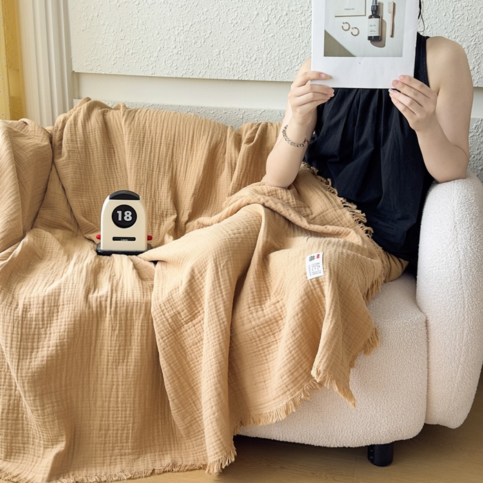 91家纺网 家纺一手货源 找家纺 （总）悦然毛巾被 2025新款全棉纯棉四层纱布流苏毯毛巾被 意境系列