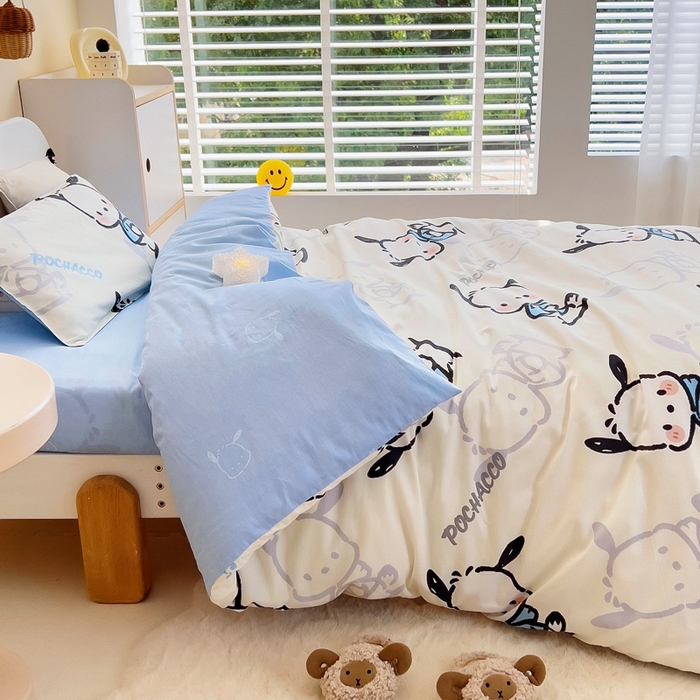 91家纺网 家纺一手货源 找家纺 吉咪兔 2025新款正版三丽鸥库洛米美乐蒂幼儿园被子三件套纯棉被褥六件套午睡淘气帕恰狗