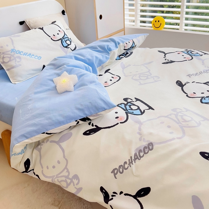 91家纺网 家纺一手货源 找家纺 吉咪兔 2025新款正版三丽鸥库洛米美乐蒂幼儿园被子三件套纯棉被褥六件套午睡淘气帕恰狗