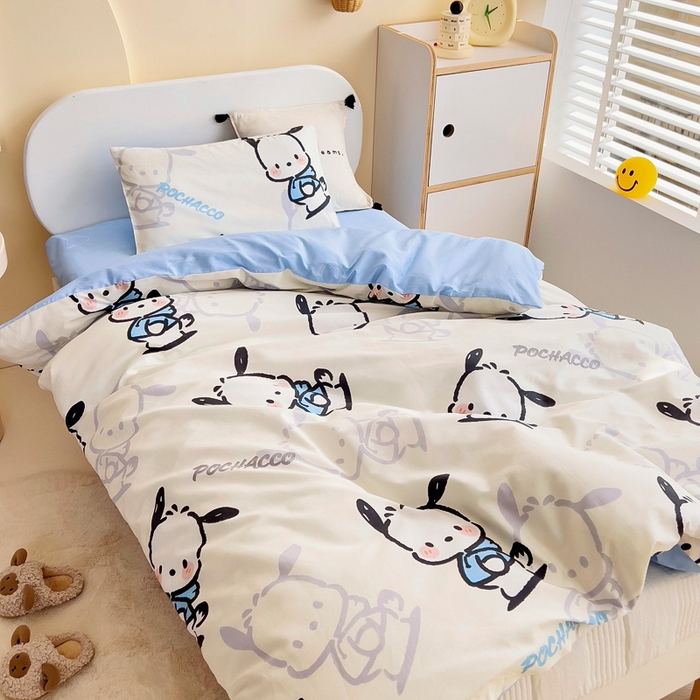 91家纺网 家纺一手货源 找家纺 吉咪兔 2025新款正版三丽鸥库洛米美乐蒂幼儿园被子三件套纯棉被褥六件套午睡淘气帕恰狗