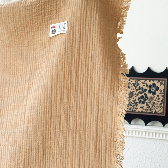 91家纺网 家纺一手货源 找家纺 悦然毛巾被 2025新款全棉纯棉四层纱布流苏毯毛巾被 意境系列 意境-棕