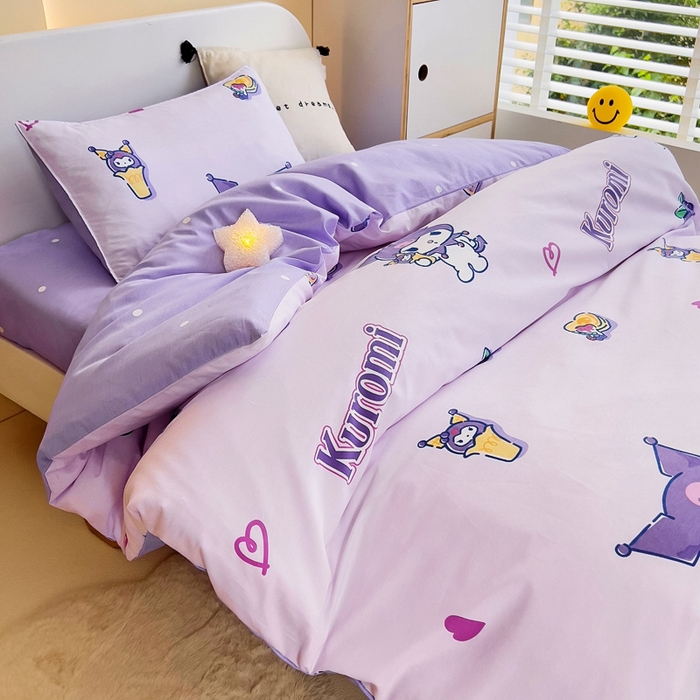 91家纺网 家纺一手货源 找家纺 吉咪兔 2025新款正版三丽鸥库洛米美乐蒂幼儿园被子三件套纯棉被褥六件套午睡甜甜库洛米