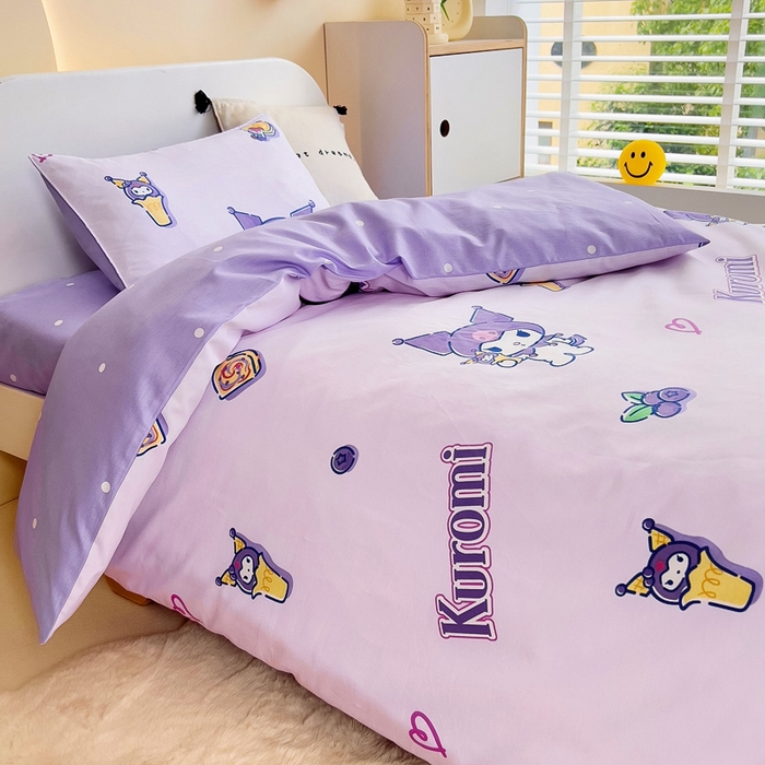 91家纺网 家纺一手货源 找家纺 吉咪兔 2025新款正版三丽鸥库洛米美乐蒂幼儿园被子三件套纯棉被褥六件套午睡甜甜库洛米