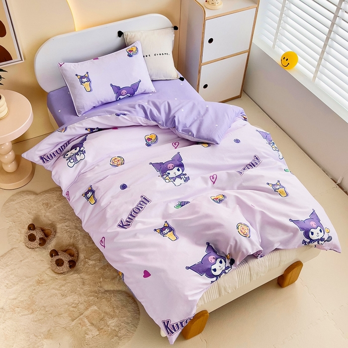 91家纺网 家纺一手货源 找家纺 吉咪兔 2025新款正版三丽鸥库洛米美乐蒂幼儿园被子三件套纯棉被褥六件套午睡甜甜库洛米