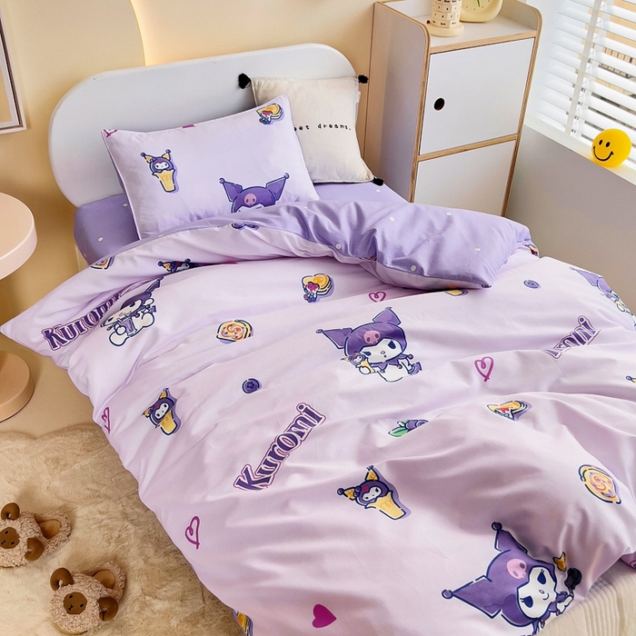 91家纺网 家纺一手货源 找家纺 吉咪兔 2025新款正版三丽鸥库洛米美乐蒂幼儿园被子三件套纯棉被褥六件套午睡甜甜库洛米