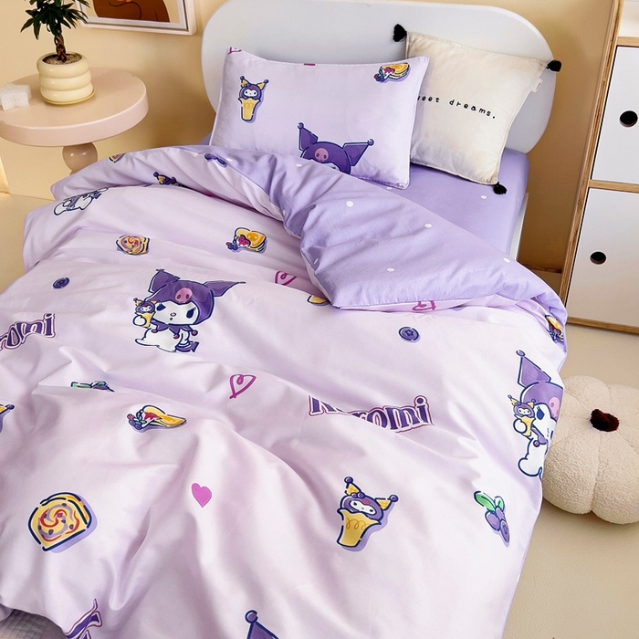 91家纺网 家纺一手货源 找家纺 吉咪兔 2025新款正版三丽鸥库洛米美乐蒂幼儿园被子三件套纯棉被褥六件套午睡甜甜库洛米