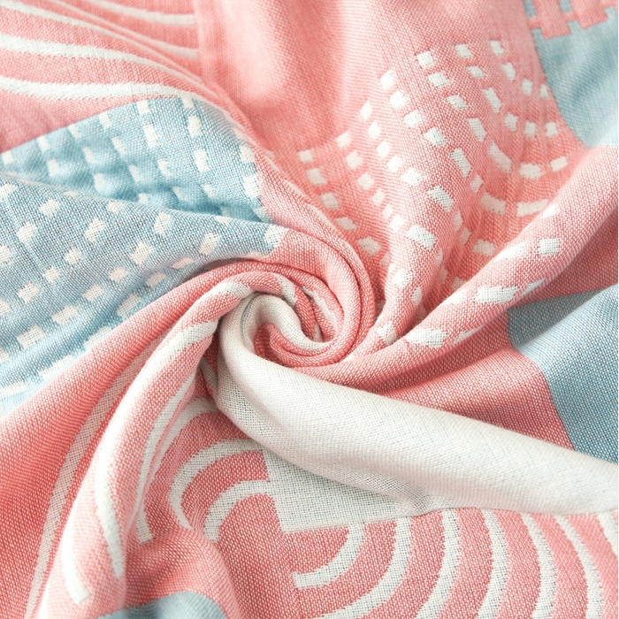 91家纺网 家纺一手货源 找家纺 朴尔家纺-毛巾被2025新款全棉四层纱布休闲枕巾 潮流风尚-粉