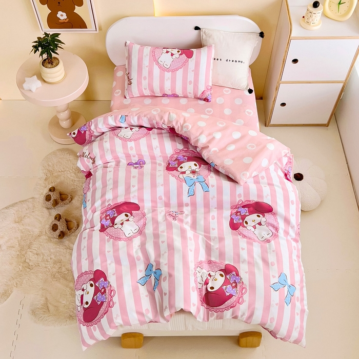 吉咪兔 2025新款正版三丽鸥库洛米美乐蒂幼儿园被子三件套纯棉被褥六件套午睡条纹美乐蒂