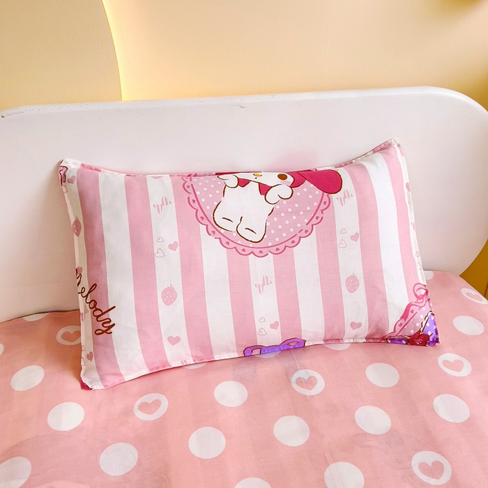 91家纺网 家纺一手货源 找家纺 吉咪兔 2025新款正版三丽鸥库洛米美乐蒂幼儿园被子三件套纯棉被褥六件套午睡条纹美乐蒂