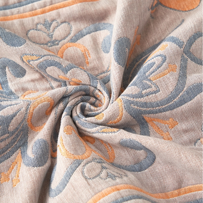 91家纺网 家纺一手货源 找家纺 朴尔家纺-毛巾被2025新款全棉四层纱布休闲枕巾 皇室贵族-浅咖