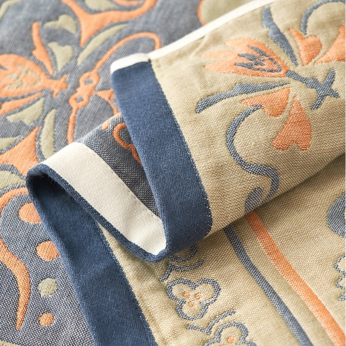 91家纺网 家纺一手货源 找家纺 朴尔家纺-毛巾被2025新款全棉四层纱布休闲枕巾 皇室贵族-浅驼