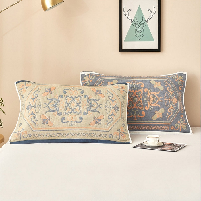 朴尔家纺-毛巾被2025新款全棉四层纱布休闲枕巾 皇室贵族-浅驼