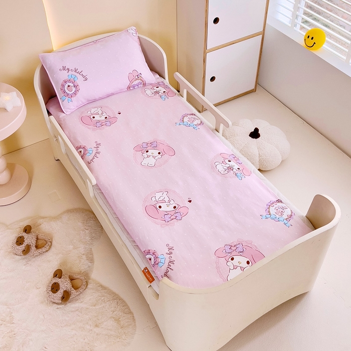 91家纺网 家纺一手货源 找家纺 吉咪兔 2025新款正版三丽鸥库洛米美乐蒂幼儿园被子三件套纯棉被褥六件套午睡小兔美乐蒂