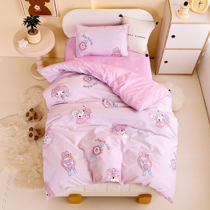 吉咪兔 2025新款正版三丽鸥库洛米美乐蒂幼儿园被子三件套纯棉被褥六件套午睡小兔美乐蒂
