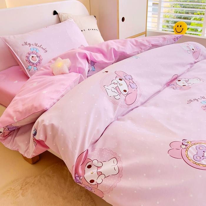 91家纺网 家纺一手货源 找家纺 吉咪兔 2025新款正版三丽鸥库洛米美乐蒂幼儿园被子三件套纯棉被褥六件套午睡小兔美乐蒂
