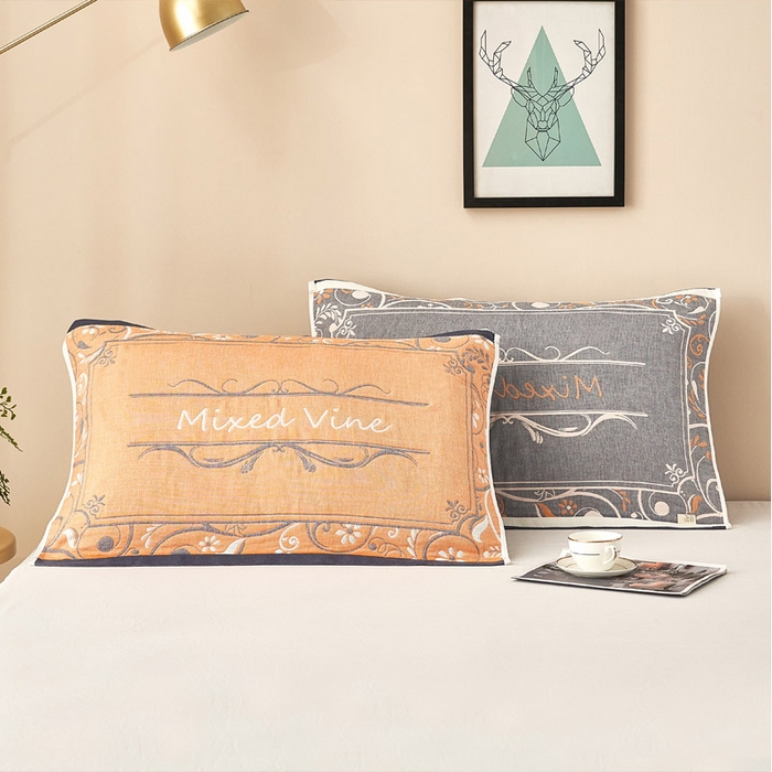 朴尔家纺-毛巾被2025新款全棉四层纱布休闲枕巾 摩登时代-黄