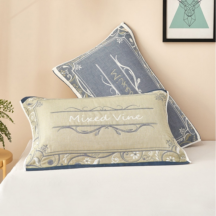 91家纺网 家纺一手货源 找家纺 朴尔家纺-毛巾被2025新款全棉四层纱布休闲枕巾 摩登时代-绿