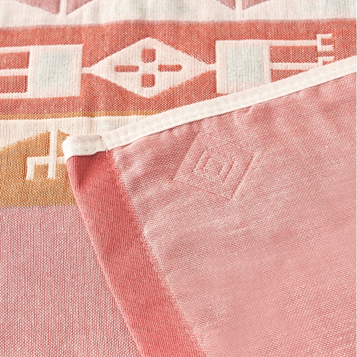 91家纺网 家纺一手货源 找家纺 朴尔家纺-毛巾被2025新款全棉四层纱布休闲枕巾 欧典风情-红