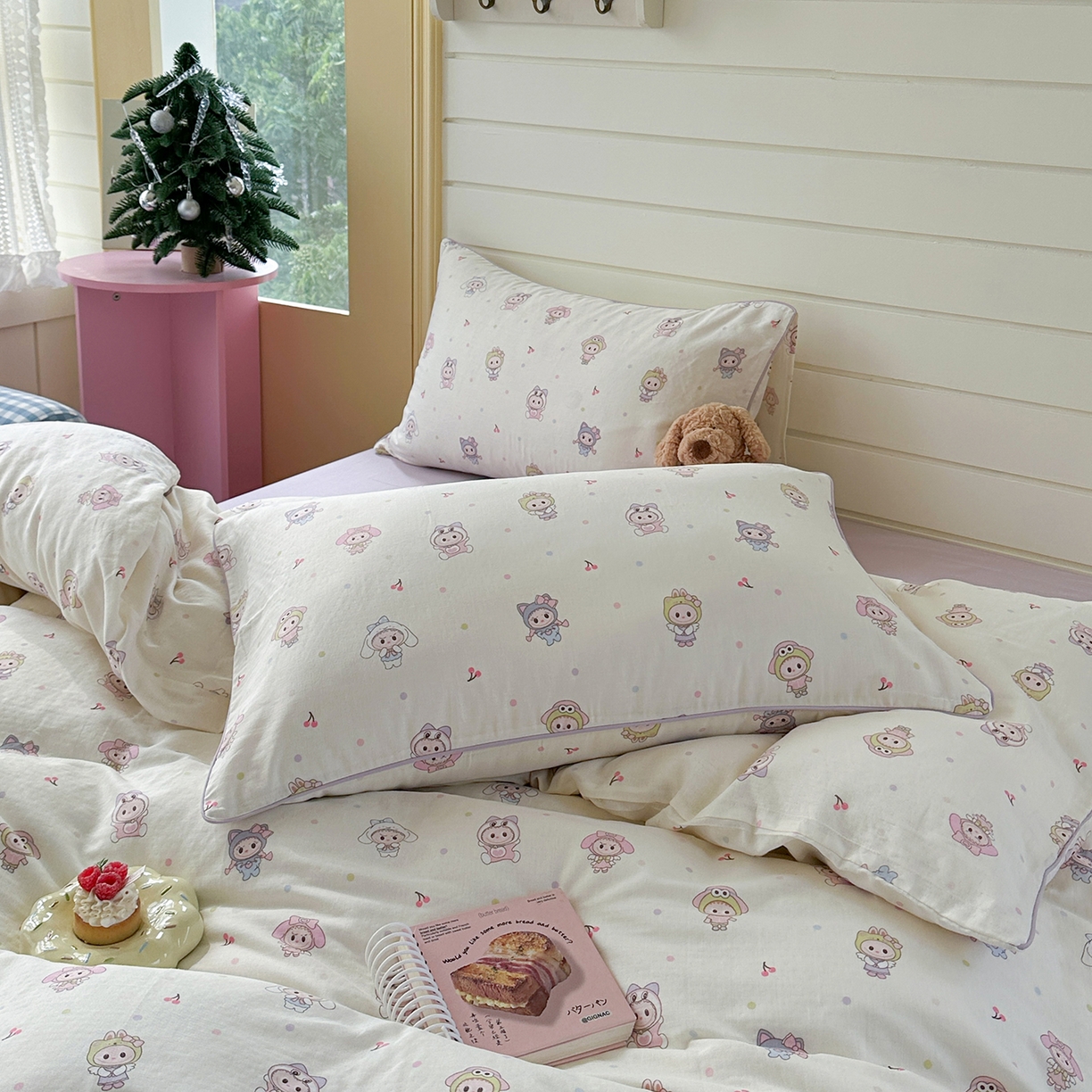 91家纺网 家纺一手货源 找家纺 麦伦家居 2025新品嵌绳款全棉双层纱四件套 嵌绳款-咘咘紫