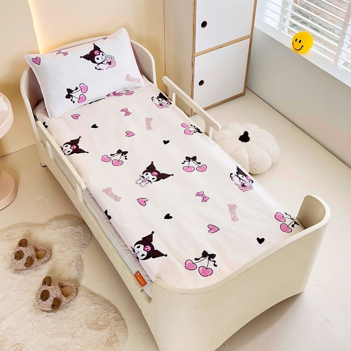 91家纺网 家纺一手货源 找家纺 吉咪兔 2025新款正版三丽鸥库洛米美乐蒂幼儿园被子三件套纯棉被褥六件套午睡樱桃库洛米