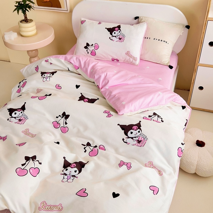 91家纺网 家纺一手货源 找家纺 吉咪兔 2025新款正版三丽鸥库洛米美乐蒂幼儿园被子三件套纯棉被褥六件套午睡樱桃库洛米