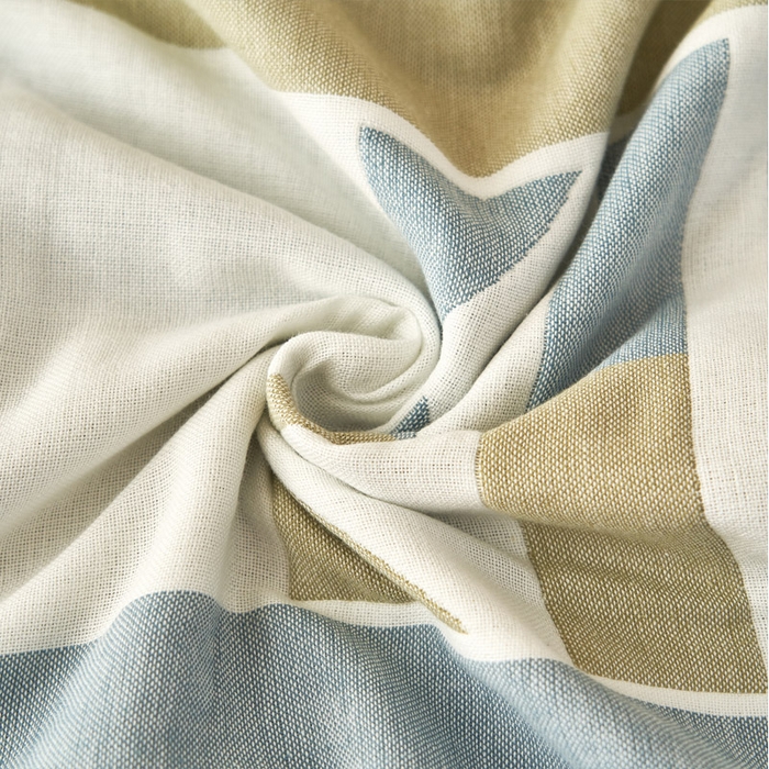 91家纺网 家纺一手货源 找家纺 朴尔家纺-毛巾被2025新款全棉四层纱布休闲枕巾 热爱生活-绿