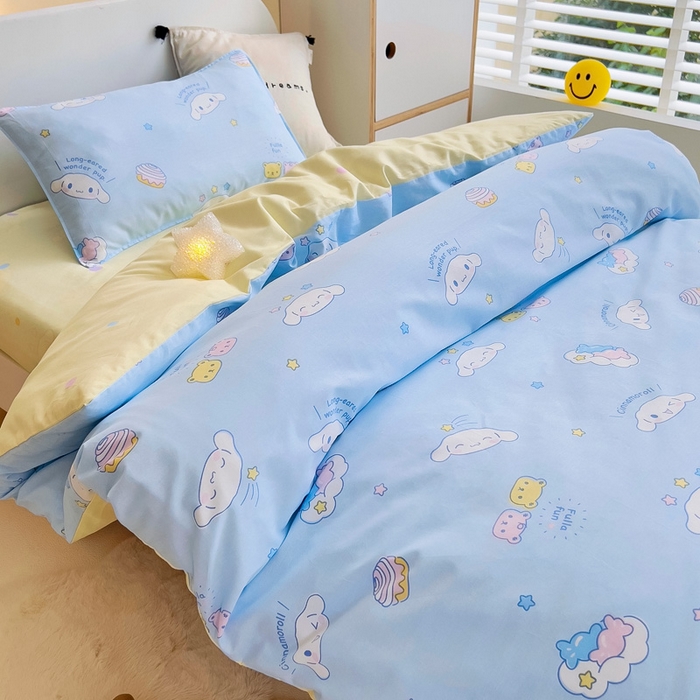 91家纺网 家纺一手货源 找家纺 吉咪兔 2025新款正版三丽鸥库洛米美乐蒂幼儿园被子三件套纯棉被褥六件套午睡云朵玉桂狗