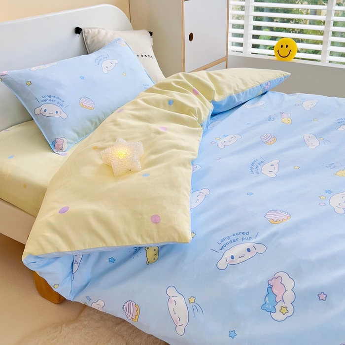 91家纺网 家纺一手货源 找家纺 吉咪兔 2025新款正版三丽鸥库洛米美乐蒂幼儿园被子三件套纯棉被褥六件套午睡云朵玉桂狗