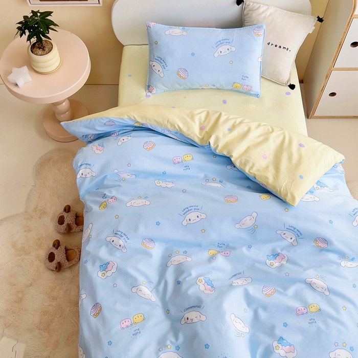 91家纺网 家纺一手货源 找家纺 吉咪兔 2025新款正版三丽鸥库洛米美乐蒂幼儿园被子三件套纯棉被褥六件套午睡云朵玉桂狗