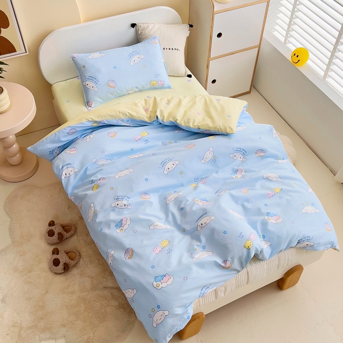 91家纺网 家纺一手货源 找家纺 吉咪兔 2025新款正版三丽鸥库洛米美乐蒂幼儿园被子三件套纯棉被褥六件套午睡云朵玉桂狗