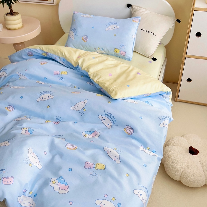 91家纺网 家纺一手货源 找家纺 吉咪兔 2025新款正版三丽鸥库洛米美乐蒂幼儿园被子三件套纯棉被褥六件套午睡云朵玉桂狗