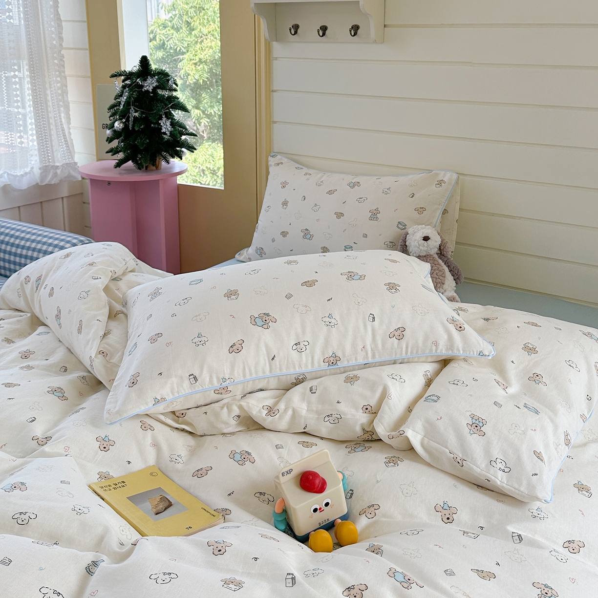 91家纺网 家纺一手货源 找家纺 麦伦家居 2025新品嵌绳款全棉双层纱四件套 嵌绳款-汪汪队