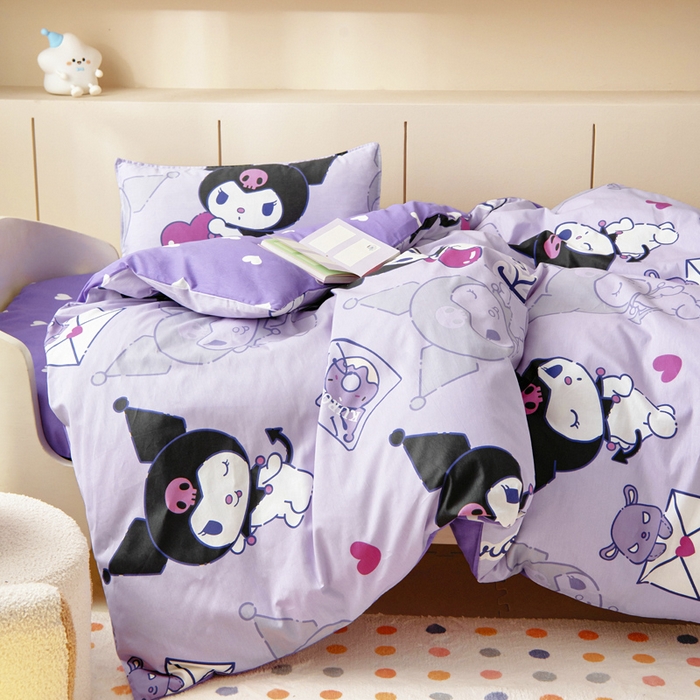 91家纺网 家纺一手货源 找家纺 吉咪兔 2025新款正版三丽鸥库洛米美乐蒂幼儿园被子三件套纯棉被褥六件套午睡巴洛库洛米