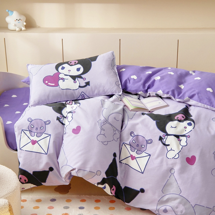 91家纺网 家纺一手货源 找家纺 吉咪兔 2025新款正版三丽鸥库洛米美乐蒂幼儿园被子三件套纯棉被褥六件套午睡巴洛库洛米