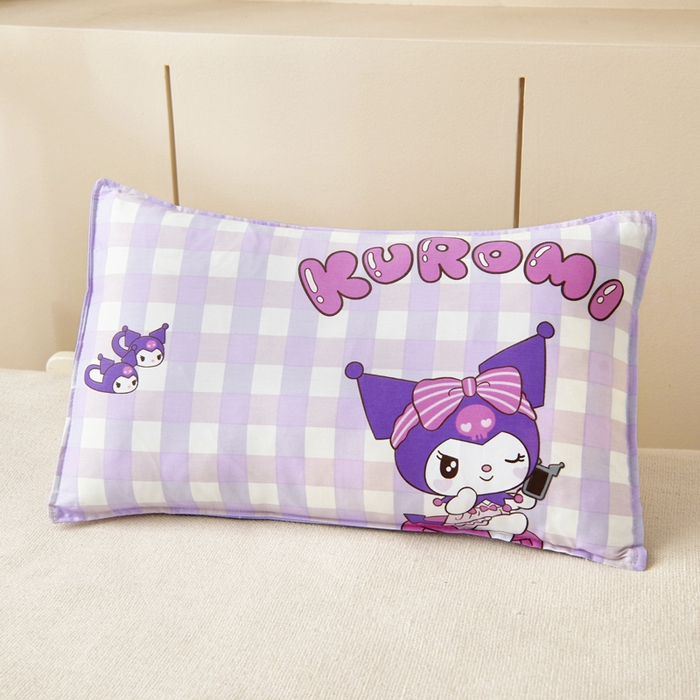 91家纺网 家纺一手货源 找家纺 吉咪兔 2025新款正版三丽鸥库洛米美乐蒂幼儿园被子三件套纯棉被褥六件套午睡格子库洛米