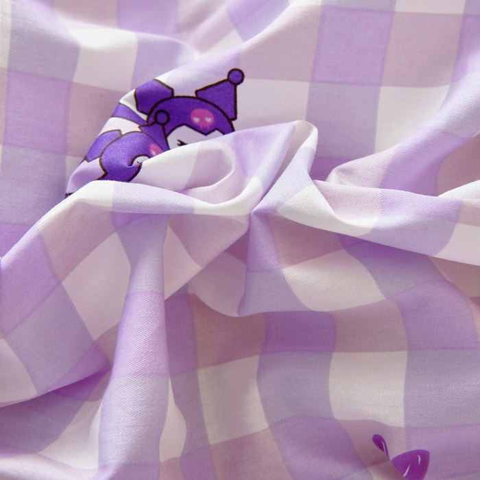 91家纺网 家纺一手货源 找家纺 吉咪兔 2025新款正版三丽鸥库洛米美乐蒂幼儿园被子三件套纯棉被褥六件套午睡格子库洛米