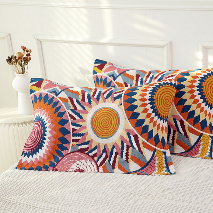 91家纺网 家纺一手货源 找家纺 （总）朴尔家纺-毛巾被2025新款彩棉国潮风全棉六层纱布枕巾