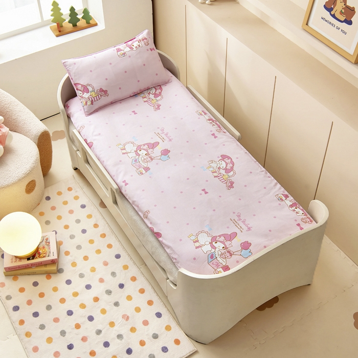 91家纺网 家纺一手货源 找家纺 吉咪兔 2025新款正版三丽鸥库洛米美乐蒂幼儿园被子三件套纯棉被褥六件套午睡童趣美乐蒂