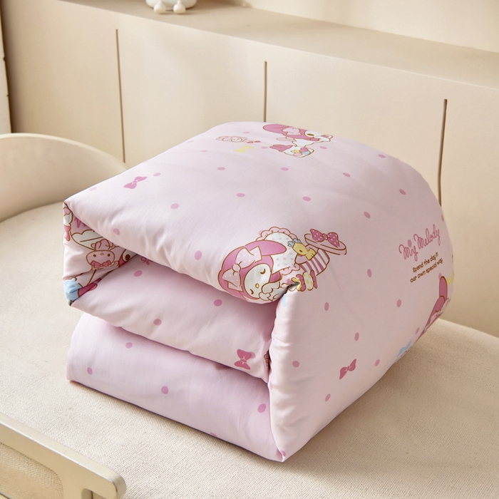 91家纺网 家纺一手货源 找家纺 吉咪兔 2025新款正版三丽鸥库洛米美乐蒂幼儿园被子三件套纯棉被褥六件套午睡童趣美乐蒂