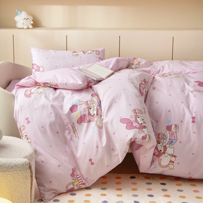 91家纺网 家纺一手货源 找家纺 吉咪兔 2025新款正版三丽鸥库洛米美乐蒂幼儿园被子三件套纯棉被褥六件套午睡童趣美乐蒂